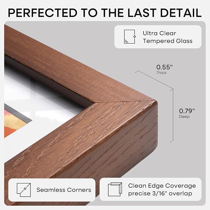 Homeforia 15x21.25 Puzzle Frame Brown, High End Dark Oak 15 x 21.25 Picture Frame Wood without Mat, 21.25x15 Wooden Walnut Poster Frames for Wall, 15 by 21.25 Frame, Tempered Glass, Wall Kit, Set of 3
