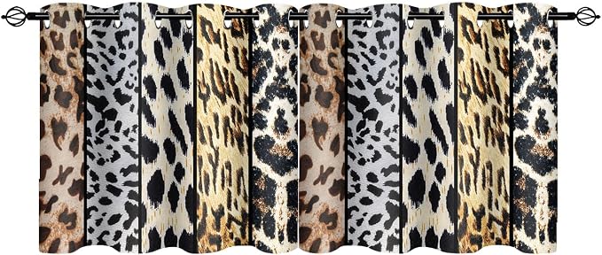 Wild Animals Print Curtain, Leopard Boa Skin Room Darkening Thermal Insulated Blackout Leopard Boa Window Drapes with Grommets for Living, Dining, Bedroom, Set of 2 Panels (42x24in)