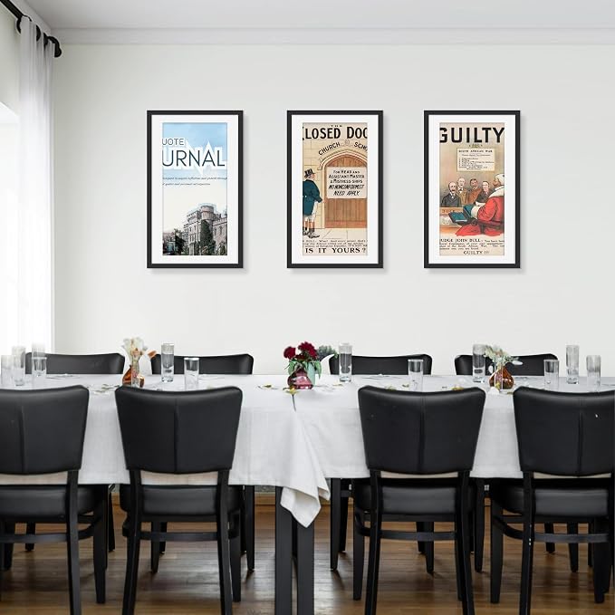 Picrit 14x24 Picture Frame 3 Pack, Black Poster Frame, Display Poster 11 x 22 with Mat or 14 x 24 without Mat for Horizontal or Vertical Wall Mounting