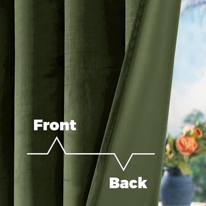 BGment Dark Green Velvet Curtains 84 Inches for Living Room, Super Soft Luxury Thermal Insulated Blackout Curtains & Drapes with Back Tab Rod Pocket for Bedroom, Set of 2 Panels, 52 x 84 Inch
