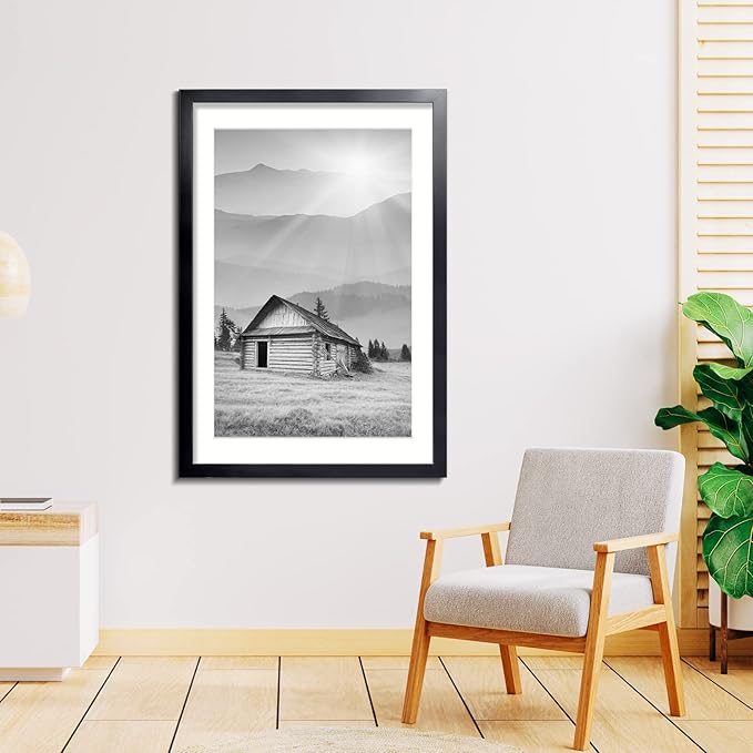 LaVie Home 24 x 34 Picture Frame Black Poster Frame,Display Pictures 20x30 with Mat or 24x34 Without Mat, Stable and Sturdy Frame and Polished Plexiglass, Horizontal and Vertical Format of The Walls