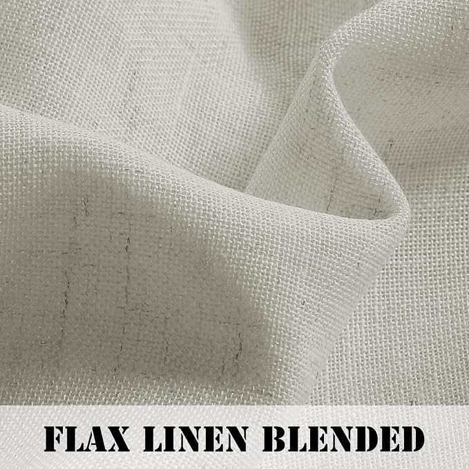 H.VERSAILTEX Linen Curtains Elegant Natural Linen Semi Sheer Curtains Energy Light Filtering Rod Pocket Window Treatments Panels for Living Room (Set of 2, Pale Oak, 52 inch W X 108 inch L)