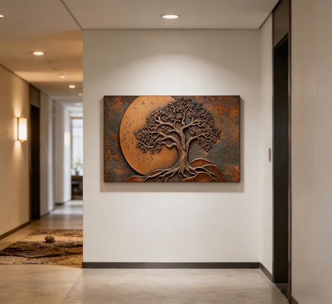 Large Tree of Life Canvas Wall Art Nature Abstract Big Tree Painting Picture Wall Decor moon Botanical Poster Print Artwork for Living Room Bedroom Office Hotel Pictures