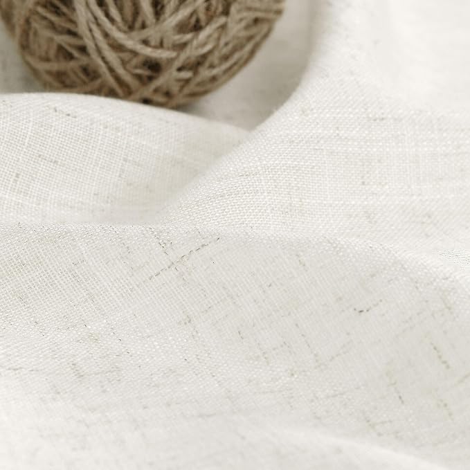 Linen Sheer Curtains 108 Inches Long Back Tab Rod Pocket 2 Panels Cream Semi Sheer Extra Long Curtains Light Filtering Modern Boho Drapes for Living Room Luxury Floor Length Curtain 9Ft 40x108
