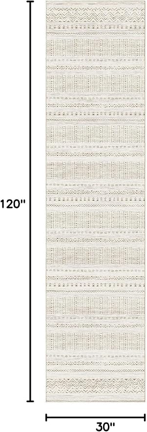 cotiled Hallway 2.6x10 Runner Rugs: Washable Boho Rugs with Non Slip Backing Large Soft Indoor Stain Resistant Carpet for Living Room Bedroom Farmhouse Dining Room Lightweight Home Decor Brown/Cream