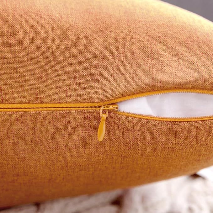 MIULEE Pack of 2 Decorative Outdoor Solid Waterproof Throw Pillow Covers Faux Linen Garden Farmhouse Cushion Cases for Patio Tent Balcony Couch Sofa 20x12 Inch Brown