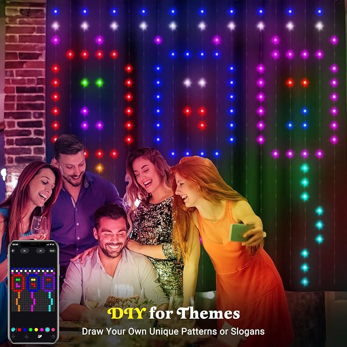 Smart American Flag Curtain Lights, Color Changing 400 LED Curtain Lights 6.6 * 6.6 FT, RGB DIY String LED Flag Fairy Light for Backdrop Party Indoor Outdoor 4th of July Decor(APP +Remote Control)