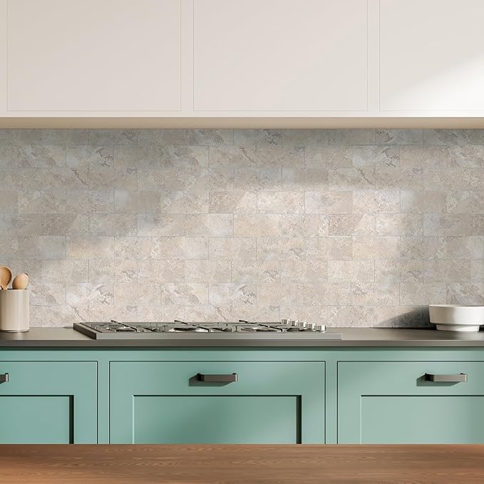 2026 New Upgrade Peel and Stick Backsplash Tile, Peel and Stick 11.34" X 11.57" Wall Tile for Kitchen, Bathroom, Fireplace, Laundry (Beige Stone Rocks, 20 Packs)