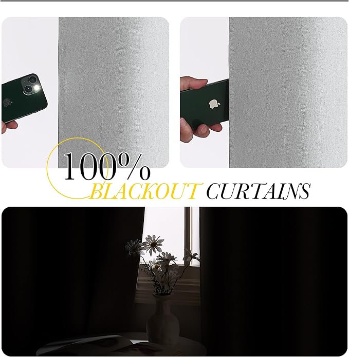 NICETOWN White Blackout Curtains for Living Room, W52 x L84, 100% Light Blocking Faux Linen Curtains, Firm-Weave Linen Privacy & Thermal Shield for Bedroom Office Laundry Living Room, 2 Panels