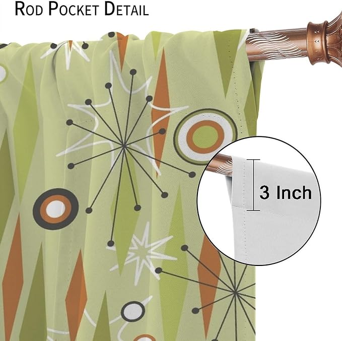 JESTRONRY Mid Century Modern Curtains. Retro 1950s Vintage Style Atomic Background Home Fabric Living Room Bedroom Kitchen Bathroom Decor 52x84in