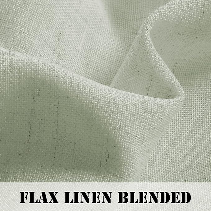 H.VERSAILTEX Sage Curtains 63 Inch Length for Boys Bedroom 2 Panel Rod Pocket Light Filtering Semi Translucent Cotton Textured Soft Linen Curtain for Living Room Dining Kitchen Farmhouse Kids Room