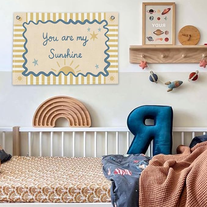 RTXLEZM Boho Sunshine Nursery Decor, You Are My Sunshine Banner | Kids Positive Affirmations Wall Art Prints for Toddler Boys Girls Nursery Room Bedroom Playroom Decor, 20x30 Inch