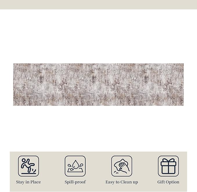 2x10 Runner Rug: Washable Low Pile Hallway Carpet With Non Slip Backing Pet Friendly Durable Long Floor Mat Ideal For High Traffic Areas Like Entryway Kitchen Bedroom or Laundry Room (Brick Gray,2x10)