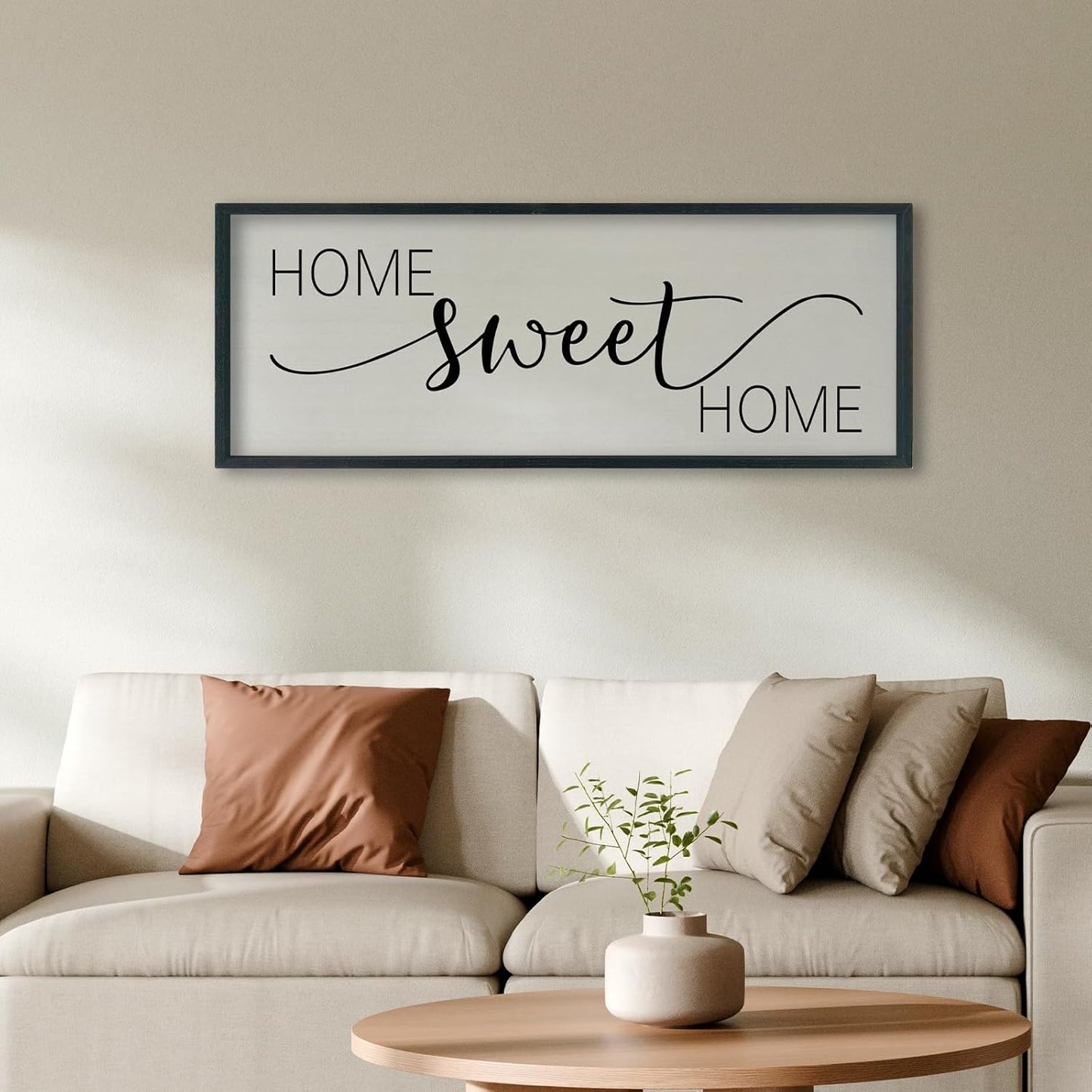 SRSZHIYUE Home Sweet Home Sign 40"x15" for Farmhouse Rustic Large Family Living Room Over Couch Modern Horizontal Wall Decor, Wood Framed Plaques Art Decorative (Black)