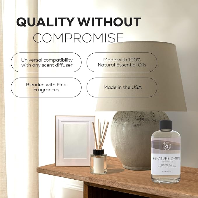 Aroma Country Signature Santal Luxury Diffuser Oil Refill (8.5 Fl Oz) | Hotel-Inspired • Long-Lasting Home Fragrance • for Aromatherapy, Reed Diffusers, Diffuser Machines & Room Sprays