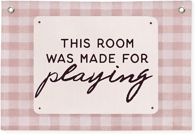 Playroom Wall Decor, This Room Was Made For Playing Playroom Banner, Banner Flag Wall Hanging Decor for Toddler Girls Baby Girl Room Nursery 20x30 Inch - Pink