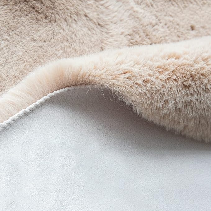 ORINOVA Light Brown Beige Fluffy Faux Fur Rugs for Bedroom Washable Furry Rug for Living Room Indoor Sheepskin Area Rugs 4x6 Nursery Rug