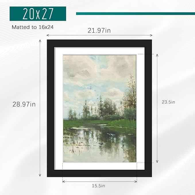 Picrit 20x27 Picture Frame 3 Pack, Black Puzzle Frame, Display Poster 16 x 24 with Mat or 20 x 27 without Mat for Horizontal or Vertical Wall Mounting