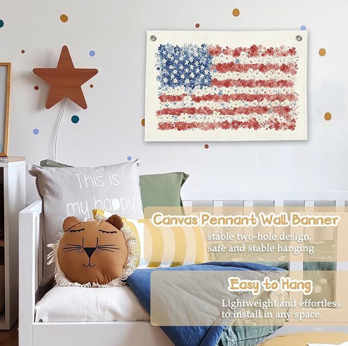 RTXLEZM Kids Room Decor,Classroom Wall Art Decor Banner | Patriotic Decor for Home Porch Farmhouse Home Kids Boy Girl Room Bedroom Playroom Classroom 20x30 Inch