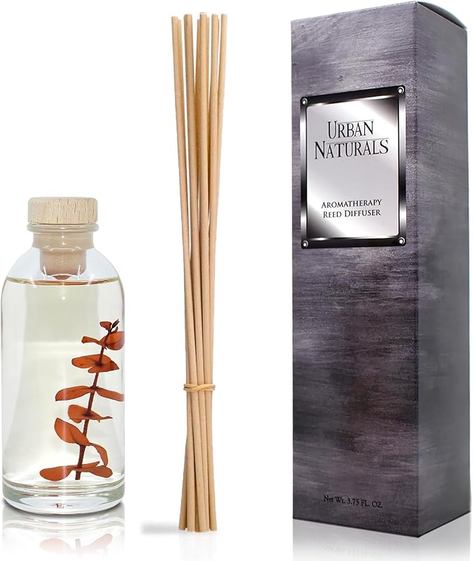 Urban Naturals Reed Diffuser Set, Bay Rum & Sandalwood - Bathroom Décor | Powdery Bay Rum, Earthy Patchouli & Musk, A bold, spicy, Masculine scent