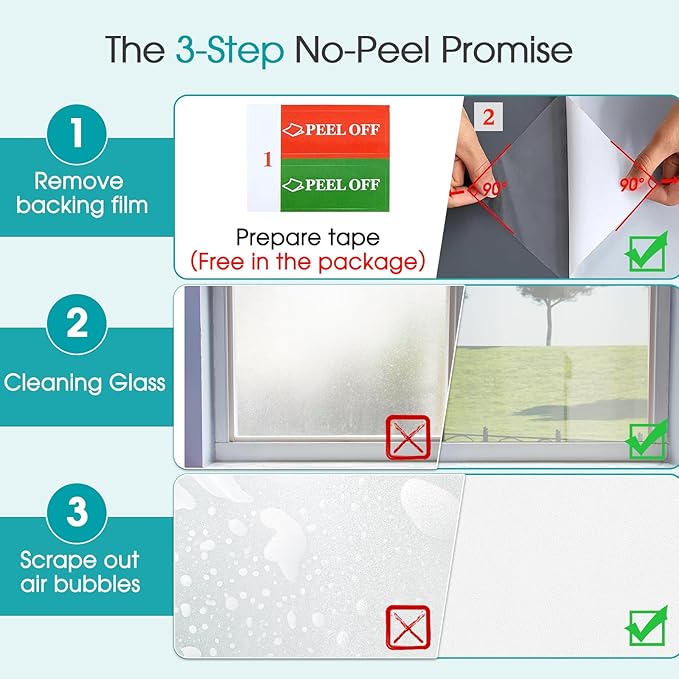 Coavas Window Privacy Film Frosted Glass Static Clings, Decorative Bathroom Door Privacy Film Day and Night, Heat UV Blocking Anti-Glare Frosting Stickers Renter Non-Adhesive, 17.5 x 78.7 Inch, White