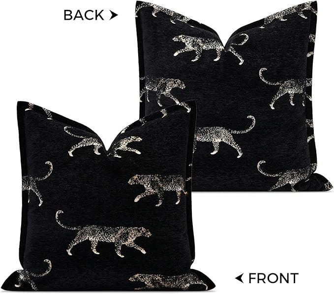 Double Sided Cheetah Pattern Throw Pillow Cover 22x22 Inch, Luxury Reversible Design Pillow Covers with Invisible Zipper for Sofa Bed Bedroom Living Room Home Decor