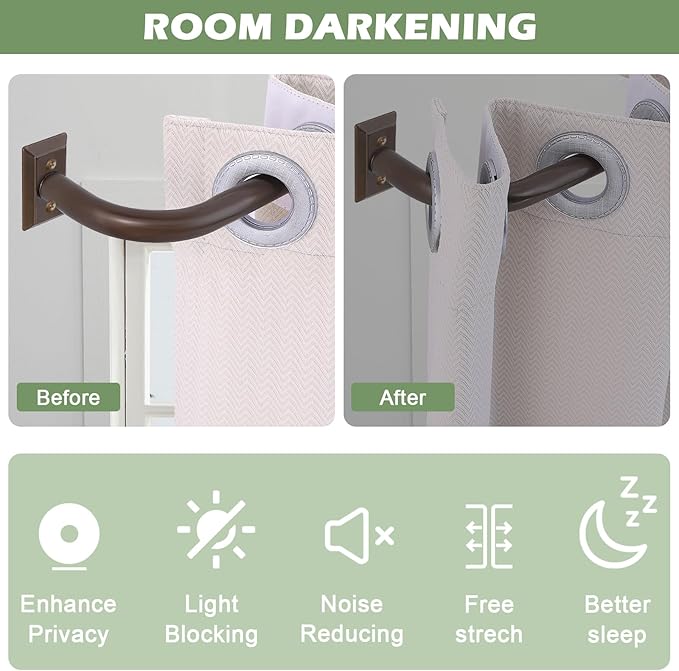 TVWOO Bronze Wrap Around Curtain Rods 66 to 120:Blackout Adjustable Window Curtain Rod,Room Darkening Heavy Duty Curved French Metal Single Drapery Rods for Bedroom Kitchen Easy Install,Antique Bronze