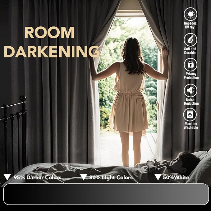 H.VERSAILTEX Blackout Curtains Thermal Insulated Window Treatment Panels Room Darkening Blackout Drapes for Living Room Back Tab/Rod Pocket Bedroom Draperies, 52 x 45 Inch, Ivory/Cream, 2 Panels