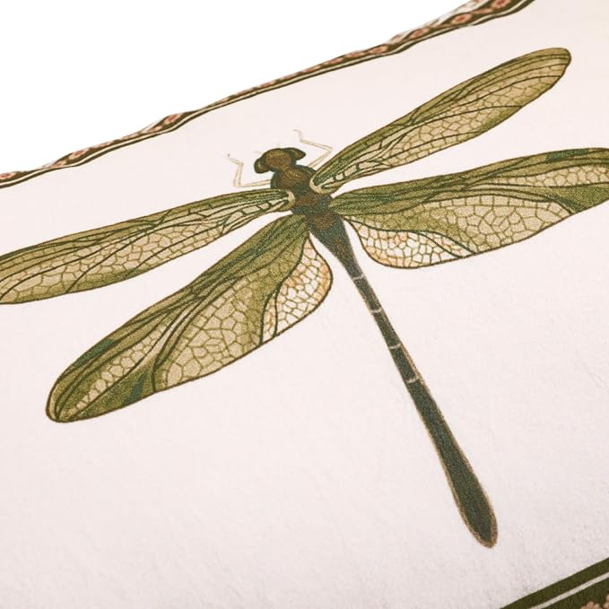 ISAENNE Designer French Velvet Throw Pillow Cover,20"x12" Set of 2-Grace C | Pillow Cover,Concealed Zipper Design,Dragonfly Pattern,Sofas,Bedroom,Living Room,Lounge Chairs,All Season Home Decor