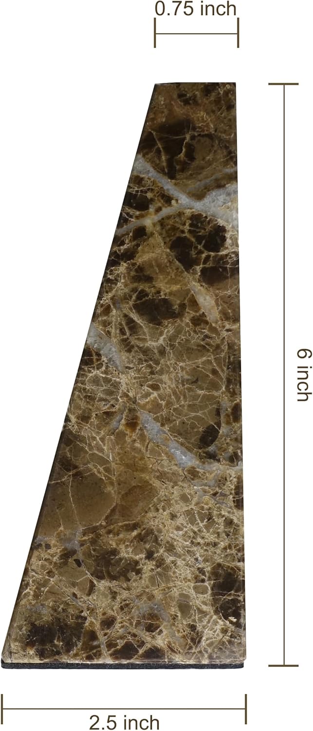 Decorative Bookends for Bookshelves, Set of 2 Marble Bookends for Living Room, Office, Bedroom, Heavy Duty,2 Pieces, Brown