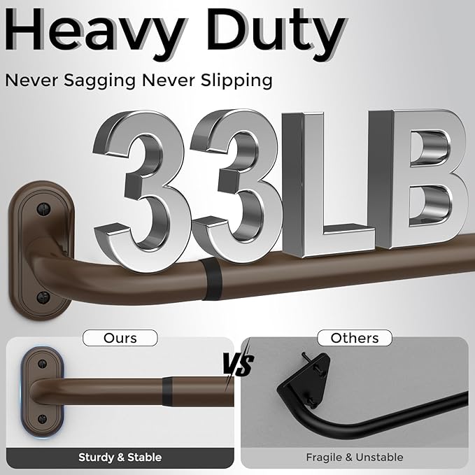 2 Pack Blackout Curtain Rod Bronze,Wrap Around Heavy Duty Curtain Pole for Windows 48 to 84 Inch, 1" Decorative Room Darkening Curved Modern Drapery Rod (Bronze/Unique Design/All Metal)