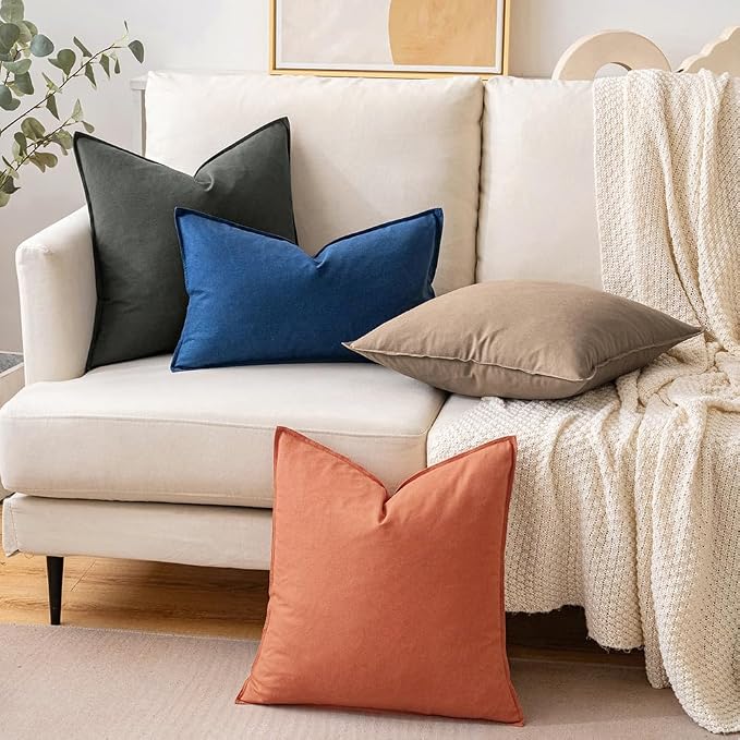 MIULEE Pack of 2 Decorative Linen Pillow Covers 12x20 Inch Coco Brown | Boho Farmhouse Modern Soft Accent Lumbar Throw Pillows Neutral Cushion Covers for Sofa Couch Bed Living Room Home Decor