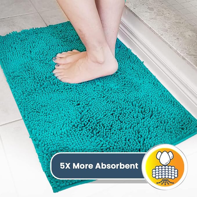 Muddy Mat® | Super Water Absorbent Door Mat Indoor, Microfiber Quick Dry Chenille Entryway Rug, Slip Resistant Front Door Mat, Indoor Mats for Entryway, Machine Washable Pet Rug, Teal 28" x 48"