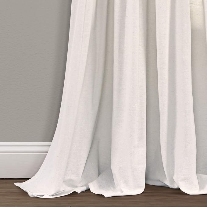 Lush Decor Linen Button Window Curtain Panel, Single, 40" W x 84" L, Black & Off White- Country Curtains - Rustic Decor - Color Block - Modern Farmhouse Curtains