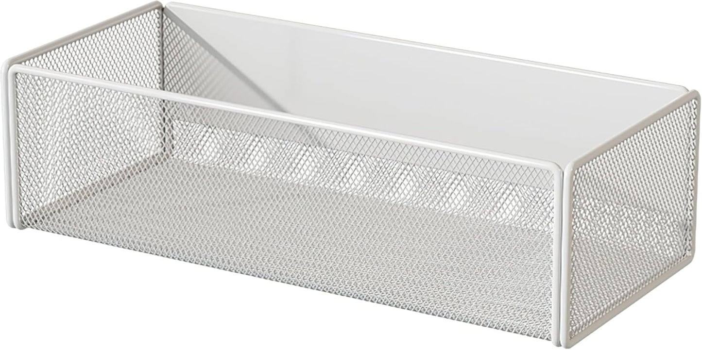 Magnetic Basket Organizer Holder for Fridge Magnetic Storage Bin Box Containers for Refrigerator Whiteboard Classroom (Large, White)