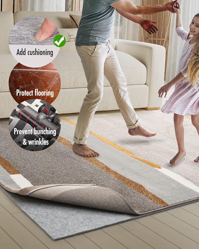 Resare Non Slip Rug Pad Gripper - 7x10 Feet 1/4" Extra Thick Felt Under Rug for Area Rugs and Hardwood Floors,Super Cushioned Non Skid Carpet Padding