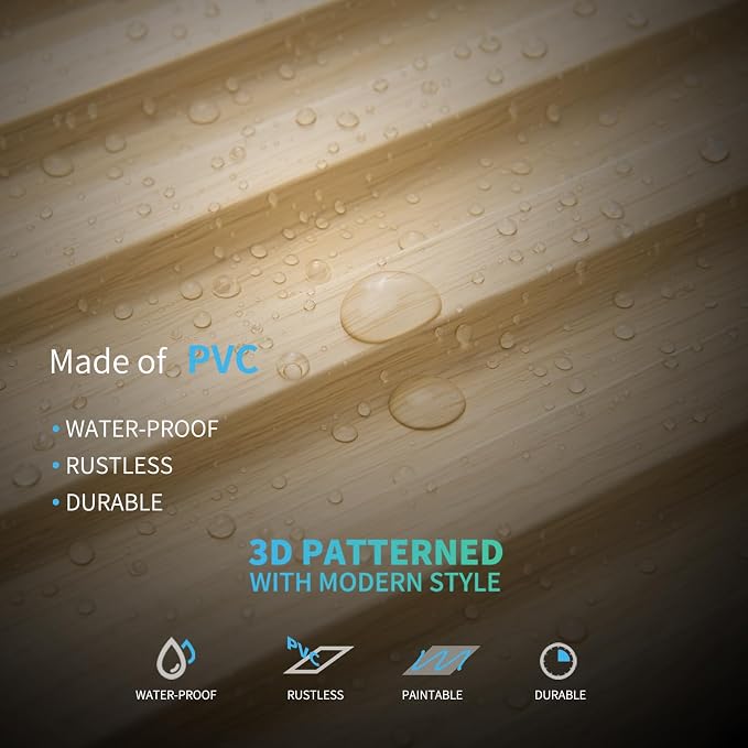 Art3d 12-Pack Slat Design 3D Wall Panels for Interior Wall Decor, 2x4 FT PVC Decorative Drop Ceiling Tiles - Oak, 24 x 48in.