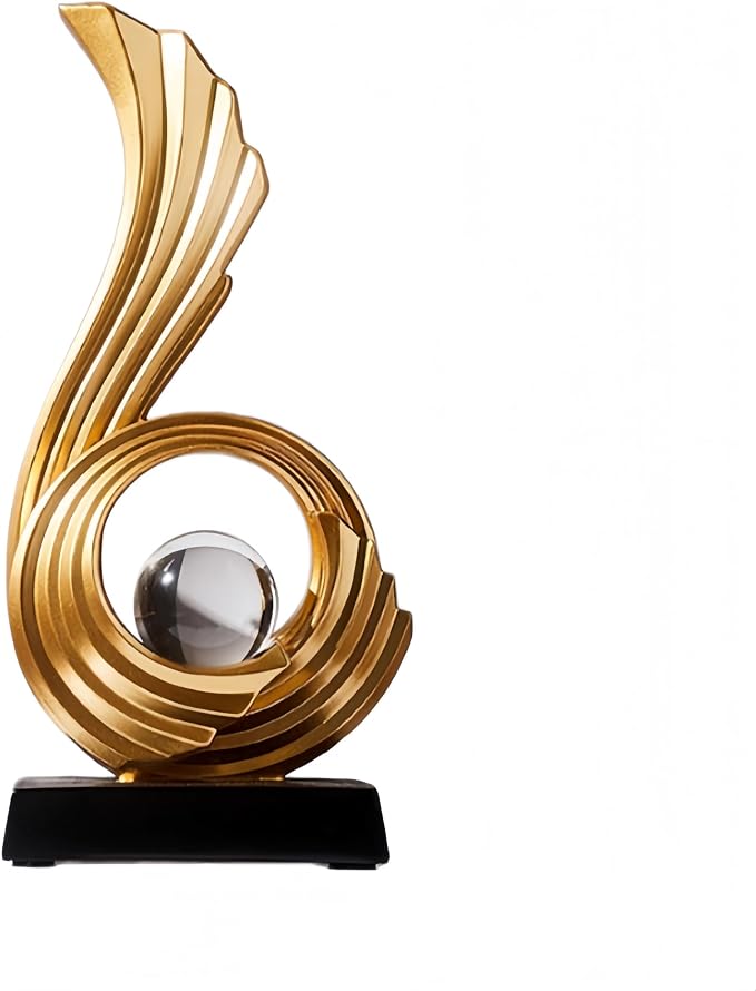 AWNR Gold Abstract Digit Statue Accent Decor, Adornos para Sala Modernos Shelf Decor Aesthetic for Coffee Table, Modern Home, TV Stand, Men's Bedroom, Coffee Table, Console Table (Abstract 6)