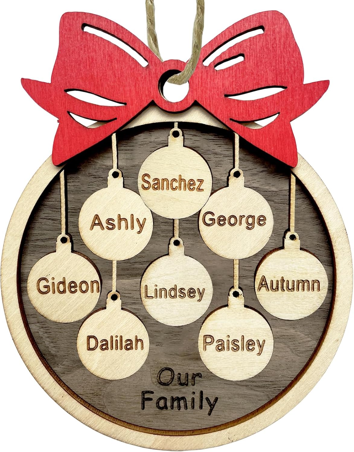 2025 Christmas Ornaments Personalized Christmas Family Name Ornaments,Custom Stocking Wooden Xmas Ornament Family of 2/3/4/5/6/7/8,Customized Xmas Ornament Tree Deorations,Personalized Gifts
