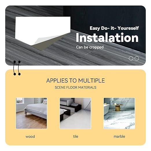 Wood Grain Peel and Stick Floor Tiles – 11.8” Width, Full Roll Length of 118" – Versatile Design for Any Space, Grey Self Adhesive Vinyl Flooring, Waterproof and Non-Slip Features