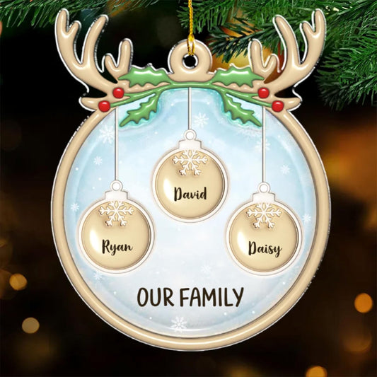 Family Charm Personalized 3D Inflated Effect Acrylic Ornament, Custom up to 10 Names, Ideal for Family, Friends, and Loved Ones