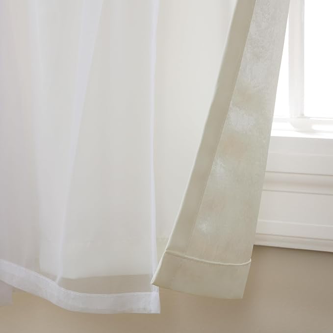TOWN & COUNTRY LUXE Talia Double Layer Indoor Curtains, Sheer and Room Darkening Blackout, Grommet Top, Energy Efficient, 2-Pack Set, 52"x84", Vanilla