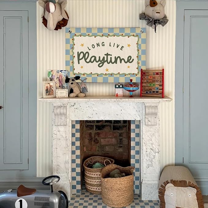 Playroom Wall Decor, Toddler Playroom Decor Hanging Linen Banner,Play Room Wall Decor for Nursery, 20x30 Inch