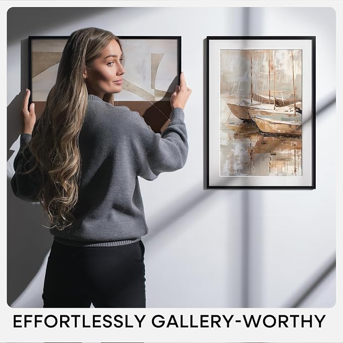 Homeforia 13.5x40 Panoramic Frame Black, High End Metal 13.5x40 Picture Frames with Mat 10x30 Photo, 13.5 x 40 Poster Frame Matted to 10 by 30 Print, 40x13.5 Frames, Tempered Glass, Wall Kit, Set of 1