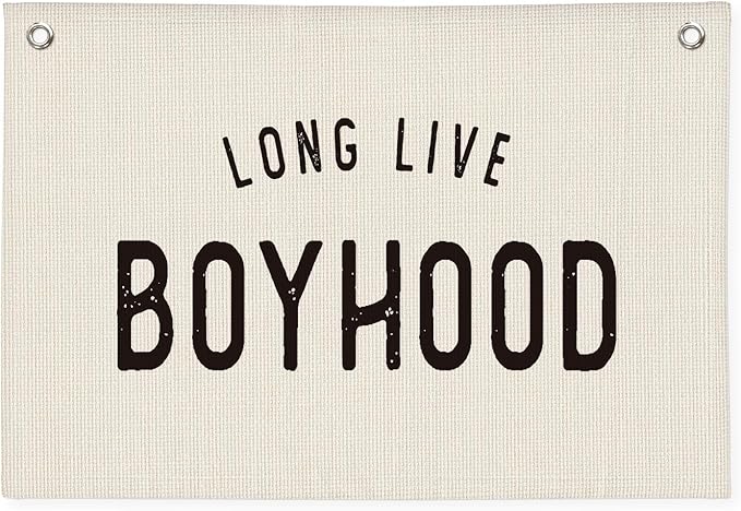 Long Live Boyhood Banner, Boys Room Decor, Vintage Banner Wall Hanging Flag Decor for Toddler Boy Room Nursery Playroom 20x30