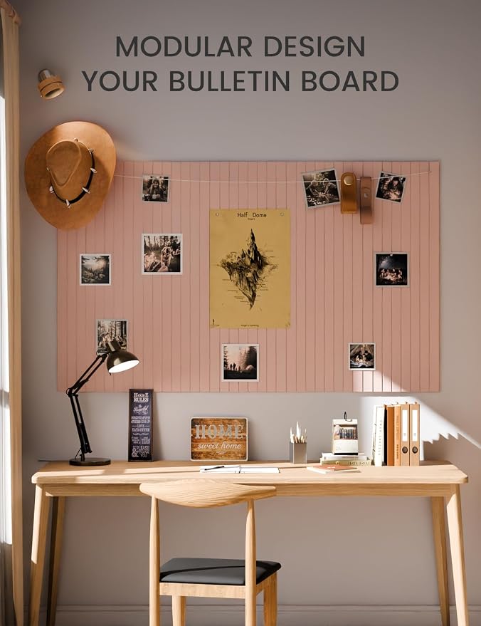 Fluxynara Large Felt Bulletin Board 36" x 24" Cork Board Alternative-6 Pack with 32 Safe Removable Adhesive Tabs, Cork Boards for Walls Cork Board for Home Office Classroom Pin Board -Pink