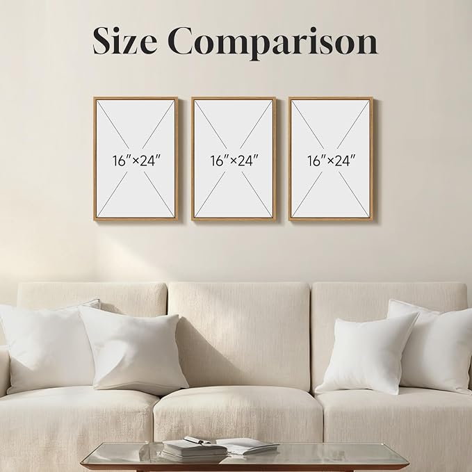 3 Piece Framed Neutral Botanical Wall Art Set, Large Farmhouse Floral Canvas Prints Paintings, Minimalist Wildflower Plant Artwork Decor for Living Room Bedroom Dining Room 16x24 Inch