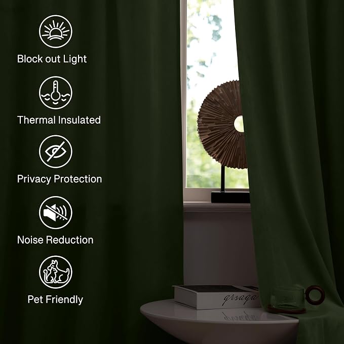 StangH Sage Green Velvet Privacy Curtains for Doorway 84 inches, 2 Panels | 300GSM Rich Soft Velvet, Bedroom Thermal Insulated Window Decor, Christmas Decor, Bathroom, Living Room, Nursery Kids