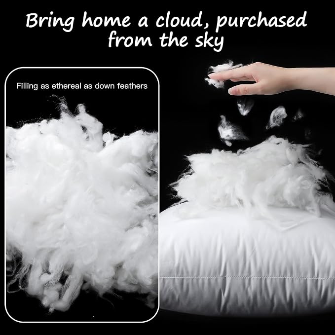 Artscope Synthetic Down Pillow Insert, 14x22 Throw Pillow Inserts Set of 2 | Down Alternative Ultra Soft Fluffy Sleeping Pillow, 100% Cotton Cover, Decorative Pillows-White