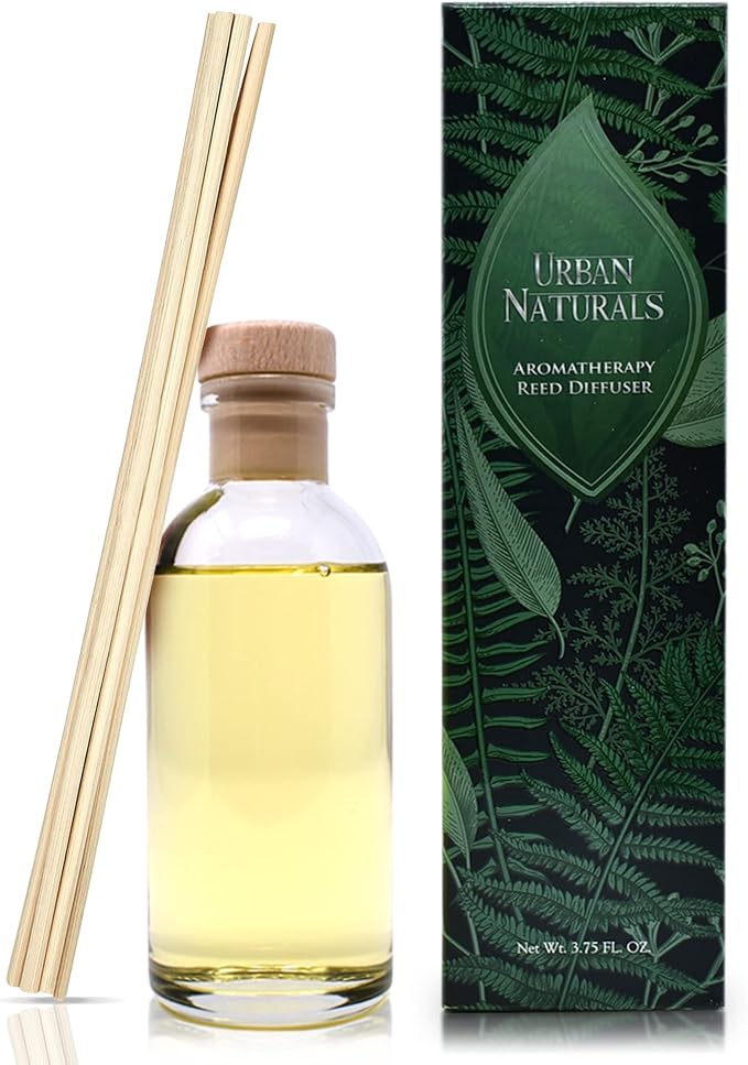 Urban Naturals Reed Diffuser Set, Vanilla Lime - Bathroom Shelf Décor | Made with Essential Oils, Zesty Lime, Sweet Cane Sugar, Creamy Vanilla & Tonka Bean, Made in the USA